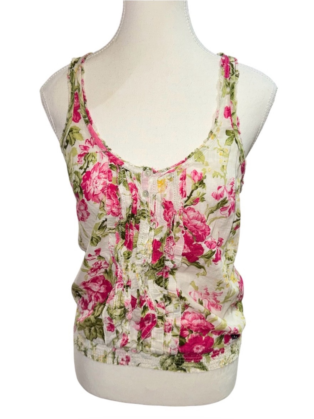 Vintage floral ruffle tank top